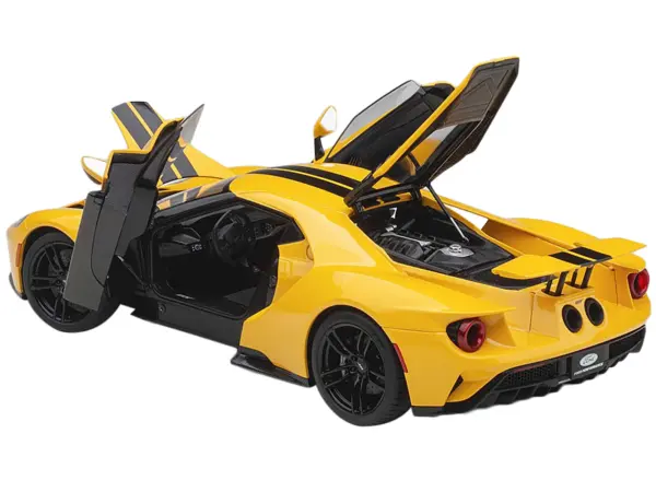 2017 Ford GT Triple Yellow with Black Stripes 1/18 Model Car by Autoart #2