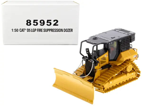 CAT Caterpillar D5 LGP Track Type Tractor Fire Dozer Yellow with Operator "High Line" Series 1/50 Diecast Model by Diecast Masters #1