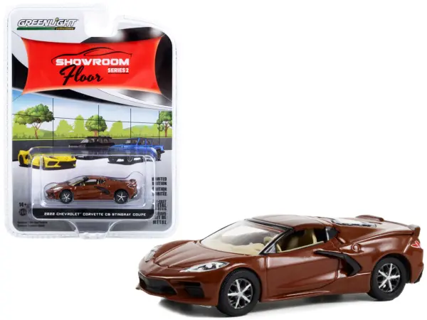 2022 Chevrolet Corvette C8 Stingray Coupe Caffeine Brown Metallic "Showroom Floor" Series 2 1/64 Diecast Model Car by Greenlight #1