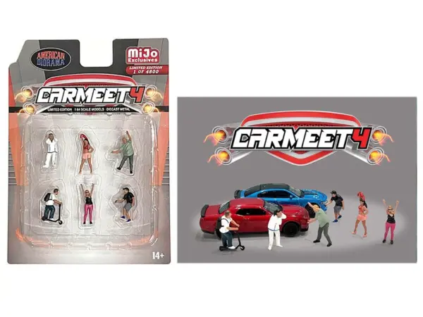 "Car Meet 4" 6 piece Diecast Figure Set for 1/64 Scale Models by American Diorama #2