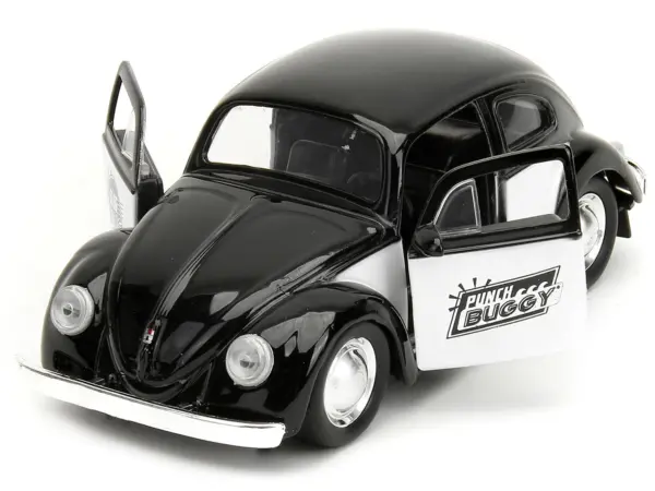 1959 Volkswagen Beetle "Punch Buggy" Black and White and Boxing Gloves Accessory "Punch Buggy" Series 1/32 Diecast Model Car by Jada #3