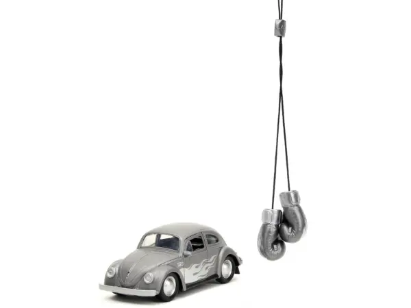 1959 Volkswagen Beetle Gray Metallic with Silver Flames and Boxing Gloves Accessory "Punch Buggy" Series 1/32 Diecast Model Car by Jada #2