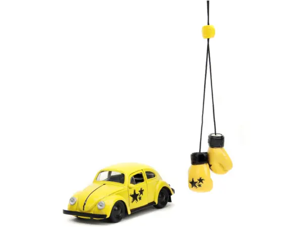 1959 Volkswagen Beetle Yellow with Black Graphics and Boxing Gloves Accessory "Punch Buggy" Series 1/32 Diecast Model Car by Jada #2
