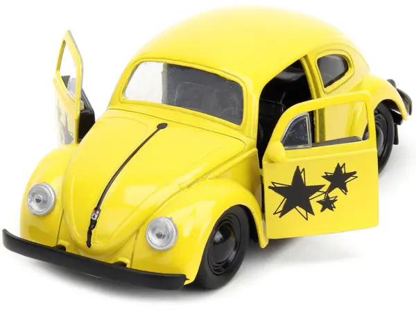 1959 Volkswagen Beetle Yellow with Black Graphics and Boxing Gloves Accessory "Punch Buggy" Series 1/32 Diecast Model Car by Jada #3