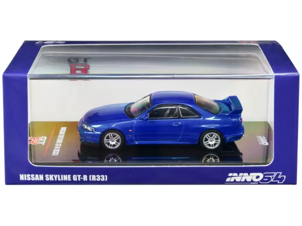 Nissan Skyline GT-R (R33) RHD (Right Hand Drive) Bayside Blue Metallic 1/64 Diecast Model Car by Inno Models #1