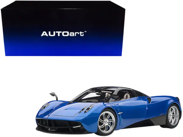 Pagani Huayra Metallic Blue with Black Top and Silver Wheels 1/12 Model Car by Autoart #1