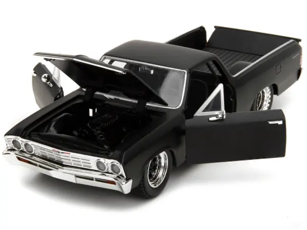 1967 Chevrolet El Camino Matt Black "Fast & Furious" Series 1/24 Diecast Model Car by Jada #2