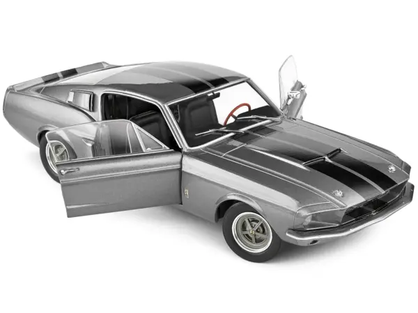 1967 Shelby GT500 Gray Metallic with Black Stripes 1/18 Diecast Model Car by Solido #2