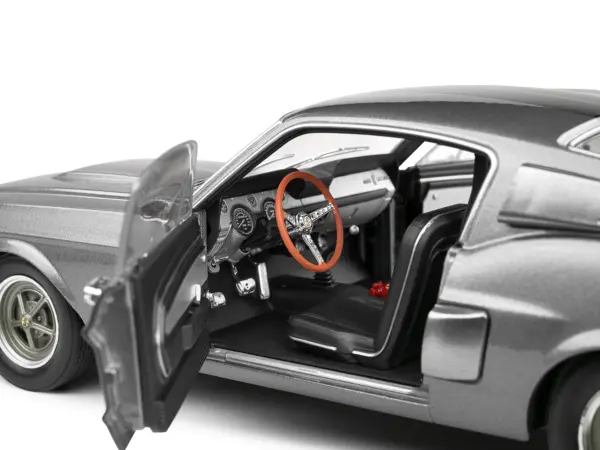 1967 Shelby GT500 Gray Metallic with Black Stripes 1/18 Diecast Model Car by Solido #3