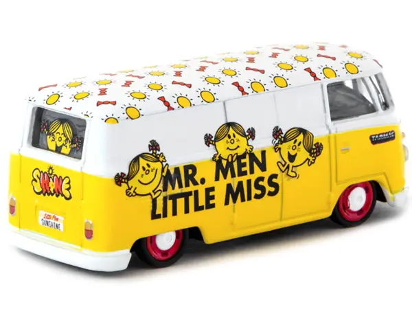 Volkswagen Type II (T1) Panel Van "Little Miss Sunshine" Yellow and White "Mr. Men & Little Miss" "Collab64" Series 1/64 Diecast Model Car by Schuco & Tarmac Works #2