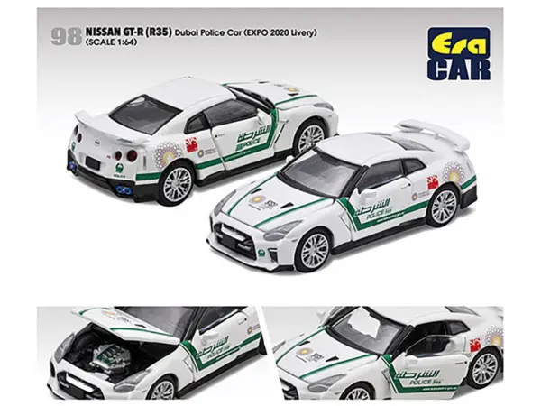 Nissan GT-R (R35) White Dubai Police "EXPO 2020" Livery Limited Edition to 720 pieces Worldwide 1/64 Diecast Model Car by Era Car #2