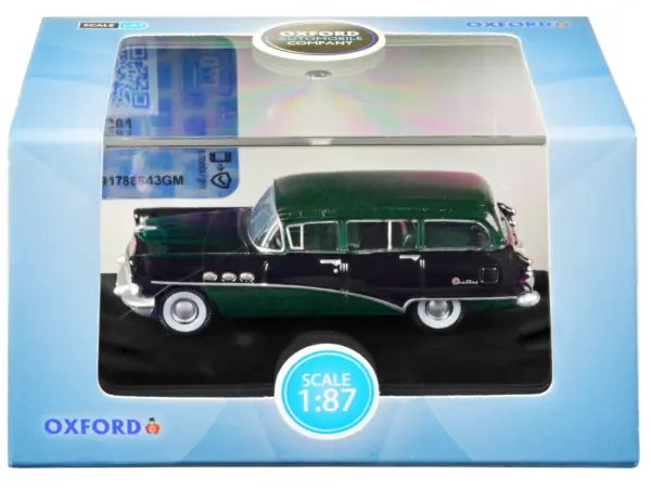 1954 Buick Century Estate Wagon Baffin Green and Carlsbad Black 1/87 (HO) Scale Diecast Model Car by Oxford Diecast #3