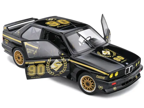 1990 BMW E30 M3 Black "Solido 90th Anniversary" Livery Limited Edition "Competition" Series 1/18 Diecast Model Car by Solido #2