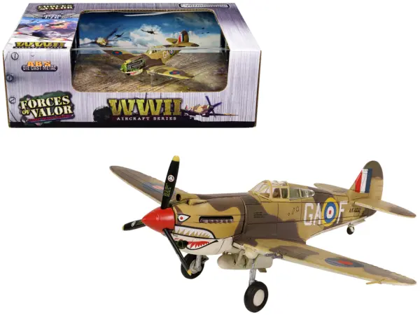 Curtiss P-40B Tomahawk MK IIB Aircraft Fighter "112 Squadron (Royal Air Force) AK402 GA-F North Africa" (October 1941) "WW2 Aircrafts Series" 1/72 Diecast Model by Forces of Valor #1