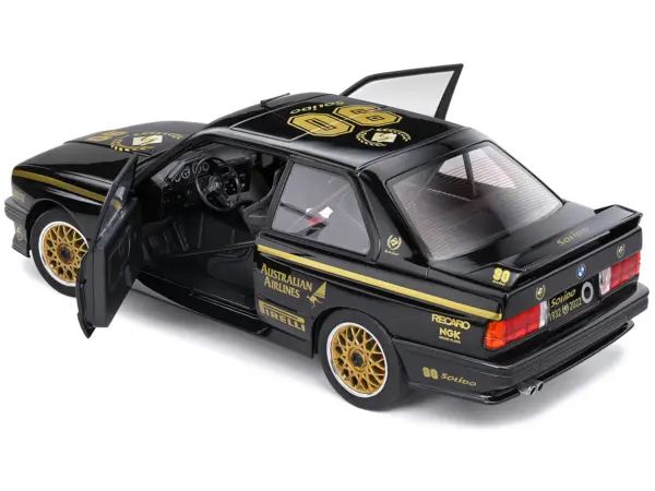 1990 BMW E30 M3 Black "Solido 90th Anniversary" Livery Limited Edition "Competition" Series 1/18 Diecast Model Car by Solido #4