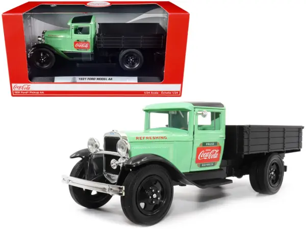 1931 Ford Model AA Pickup Truck Light Green and Black "Pause. Refresh. Drink Coca-Cola" 1/24 Diecast Model Car by Motor City Classics #1