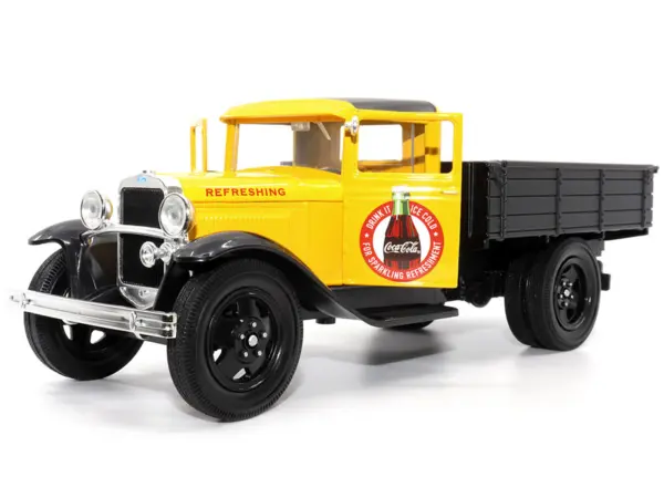 1931 Ford Model AA Pickup Truck Yellow and Black "Drink it Ice Cold for Sparkling Refreshment - Coca-Cola" 1/24 Diecast Model Car by Motor City Classics #2