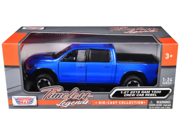 2019 RAM Rebel 1500 Crew Cab Pickup Truck Blue Metallic "American Classics" Series 1/24-1/27 Diecast Model Car by Motormax #1