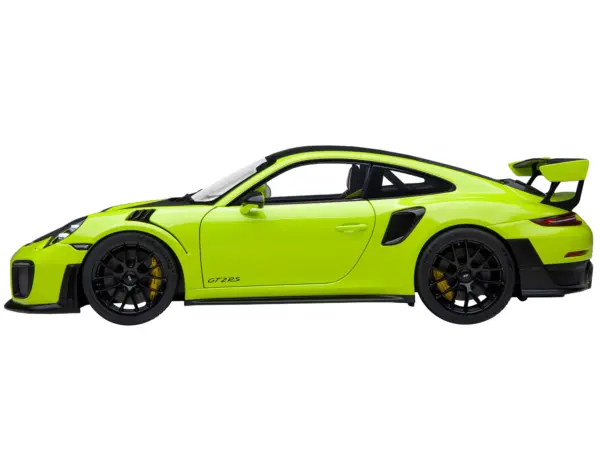 Porsche 911 (991.2) GT2 RS Weissach Package Acid Green with Carbon Stripes 1/18 Model Car by Autoart #5