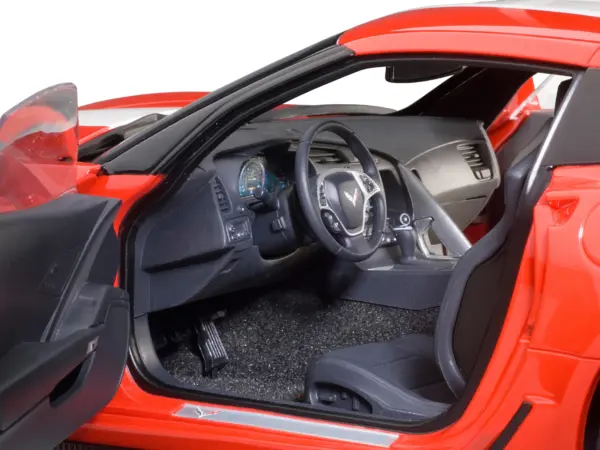 2017 Chevrolet Corvette C7 Grand Sport Red with White Stripe and Black Fender Hash Marks 1/18 Model Car by Autoart #4