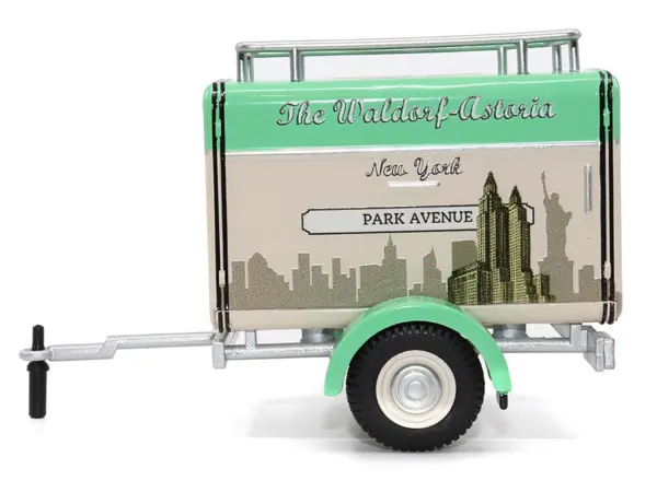 Travel Trailer Beige with Light Green Top "The Waldorf-Astoria Luggage Service New York - Park Avenue" 1/24 Diecast Model Car by Motor City Classics #2