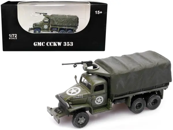 GMC CCKW 353 Truck With Mounted Gun Olive Drab "4734511-S" US Army World War II 1/72 Diecast Model by Legion #1