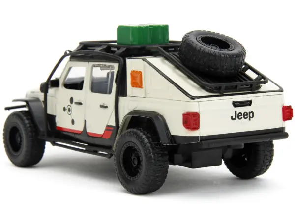 Jeep Gladiator Pickup Truck with Equipment Shell Beige with Graphics "Biosyn Genetics" "Jurassic World Dominion" (2022) Movie "Hollywood Rides" Series 1/32 Diecast Model Car by Jada #5