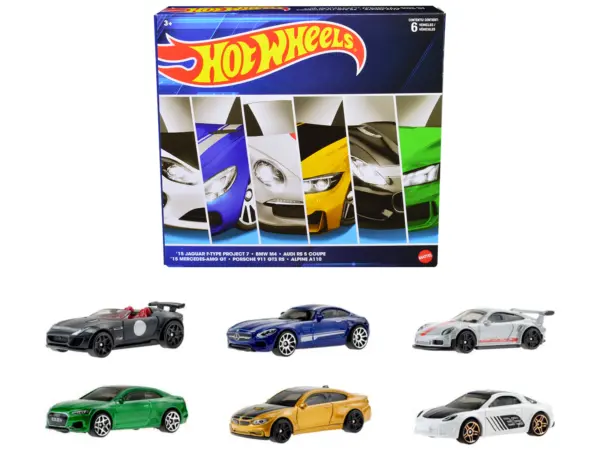 "European Theme" 6 piece Set Diecast Model Cars by Hot Wheels #1