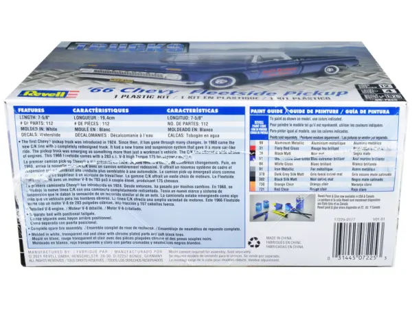 Level 4 Model Kit 1966 Chevrolet Fleetside Pickup Truck 1/25 Scale Model by Revell #3