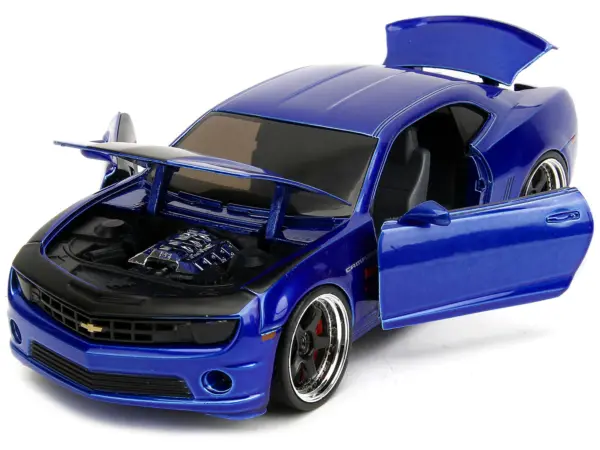 2010 Chevrolet Camaro Candy Blue with Black Hood "Bigtime Muscle" Series 1/24 Diecast Model Car by Jada #2
