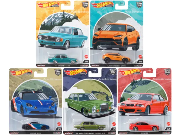 "Auto Strasse" 5 piece Set "Car Culture" Series Diecast Model Cars by Hot Wheels #1