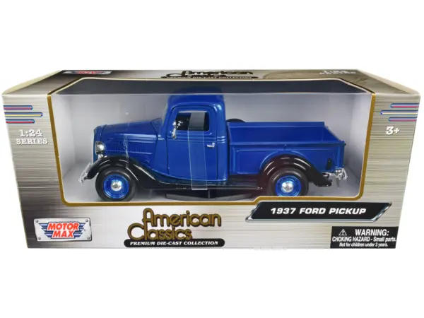 1937 Ford Pickup Truck Blue Metallic and Black "American Classics" 1/24 Diecast Model Car by Motormax #1
