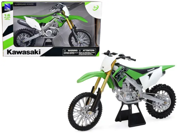 2019 Kawasaki KX 450F Dirt Bike Motorcycle Green and White 1/6 Diecast Model by New Ray #1