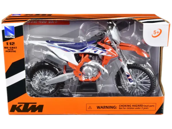 KTM 450 SX-F Dirt Bike Motorcycle Orange and White 1/12 Diecast Motorcycle Model by New Ray #1