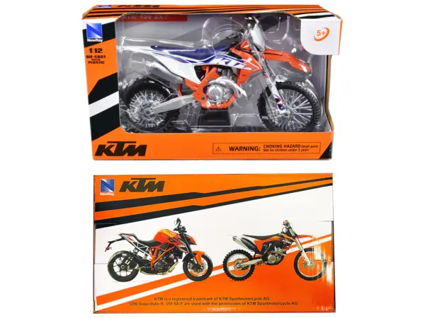 KTM 450 SX-F Dirt Bike Motorcycle Orange and White 1/12 Diecast Motorcycle Model by New Ray #3