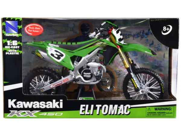 Kawasaki KX 450F Dirt Bike Motorcycle #3 Eli Tomac Green and Black "Kawasaki Racing Team" 1/6 Diecast Model by New Ray #3