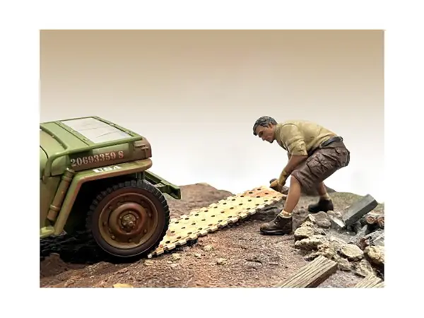 "4X4 Mechanic" Figure 2 with Board Accessory for 1/18 Scale Models by American Diorama #1