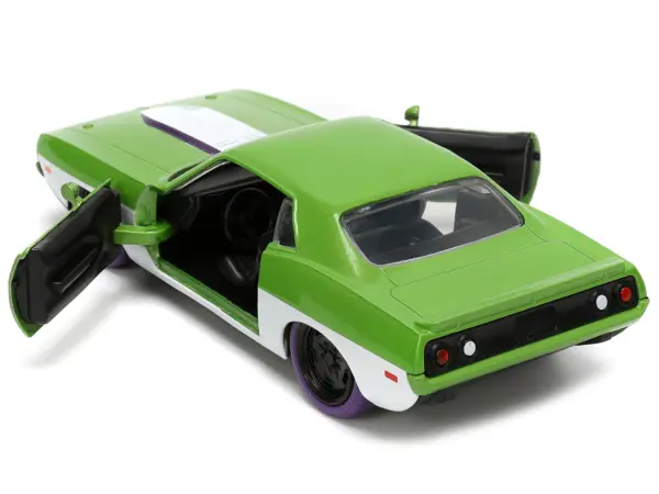 1973 Plymouth Barracuda Green Metallic and White and She-Hulk Diecast Figure "The Savage She-Hulk" "Hollywood Rides" Series 1/32 Diecast Model Car by Jada #3
