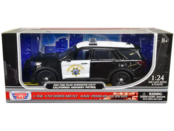 2022 Ford Police Interceptor Utility "California Highway Patrol" Black and White 1/24 Diecast Model Car by Motormax #1