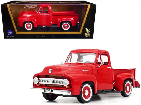 1953 Ford F-100 Pickup Truck Red 1/18 Diecast Model Car by Road Signature #1