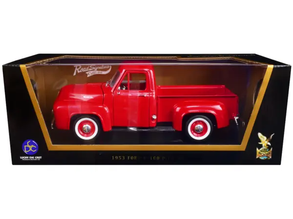 1953 Ford F-100 Pickup Truck Red 1/18 Diecast Model Car by Road Signature #3