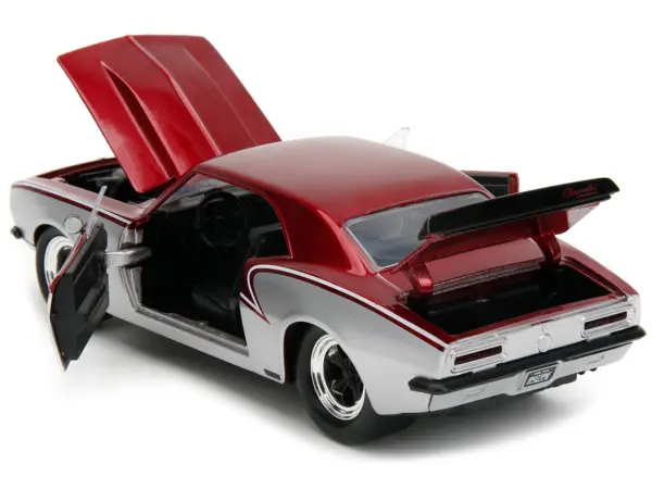 1967 Chevrolet Camaro Candy Red and Silver Metallic "Bigtime Muscle" Series 1/24 Diecast Model Car by Jada #4