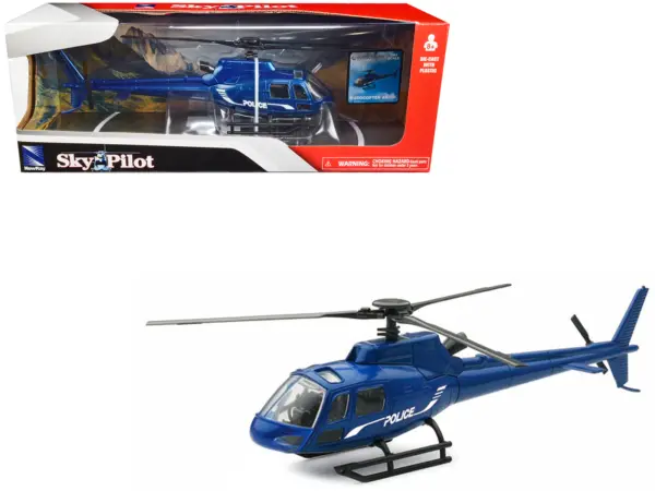 Eurocopter AS350 Helicopter Blue Metallic "Police" "Sky Pilot" Series 1/43 Diecast Model by New Ray #1