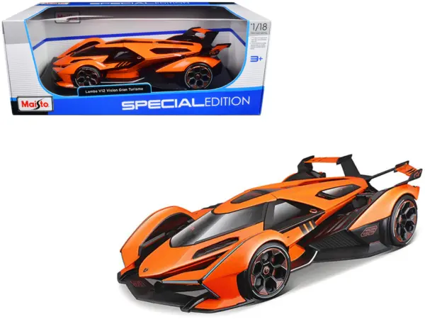 Lamborghini V12 Vision Gran Turismo Orange Metallic "Special Edition" 1/18 Diecast Model Car by Maisto #1