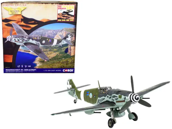 Messerschmitt Me109G-6 (Trop) Fighter Aircraft "Maggiore Antonio Vizzotto 150 Gruppo Gigi Tre Osei Regia Aeronautica Sicily" (July 1943) "The Aviation Archive" Series 1/72 Diecast Model by Corgi #1