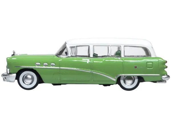 1954 Buick Century Estate Wagon Willow Green and White 1/87 (HO) Scale Diecast Model Car by Oxford Diecast #2