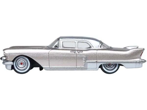 1957 Cadillac Eldorado Brougham Sandalwood Beige Metallic with Silver Top 1/87 (HO) Scale Diecast Model Car by Oxford Diecast #2
