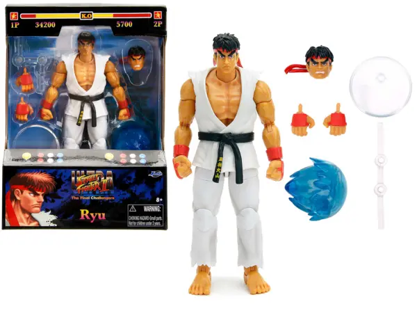 Ryu 6" Moveable Figure with Accessories and Alternate Head and Hands "Ultra Street Fighter II: The Final Challengers" (2017) Video Game model by Jada #1