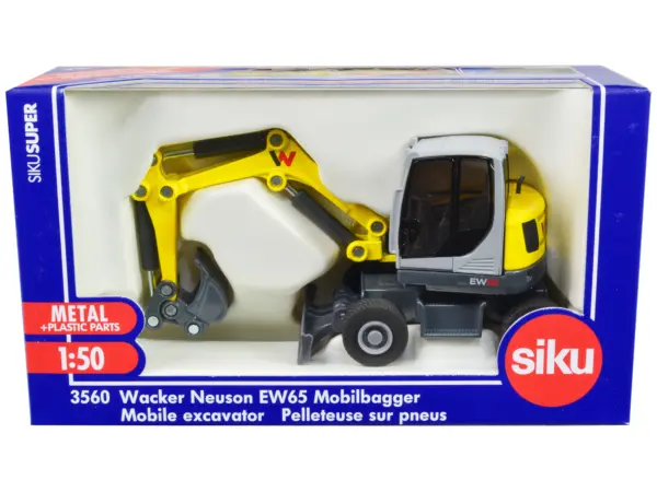 Wacker Neuson EW65 Mobile Excavator Yellow and Gray 1/50 Diecast Model by Siku #1