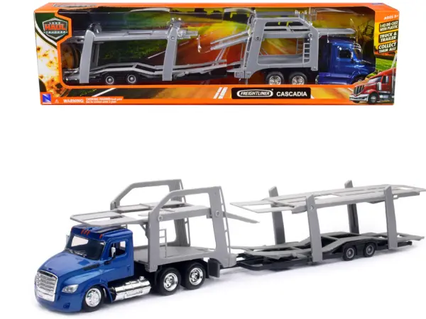 Freightliner Cascadia Auto Transporter Blue Metallic "Long Haul Trucker" Series 1/43 Diecast Model by New Ray #1